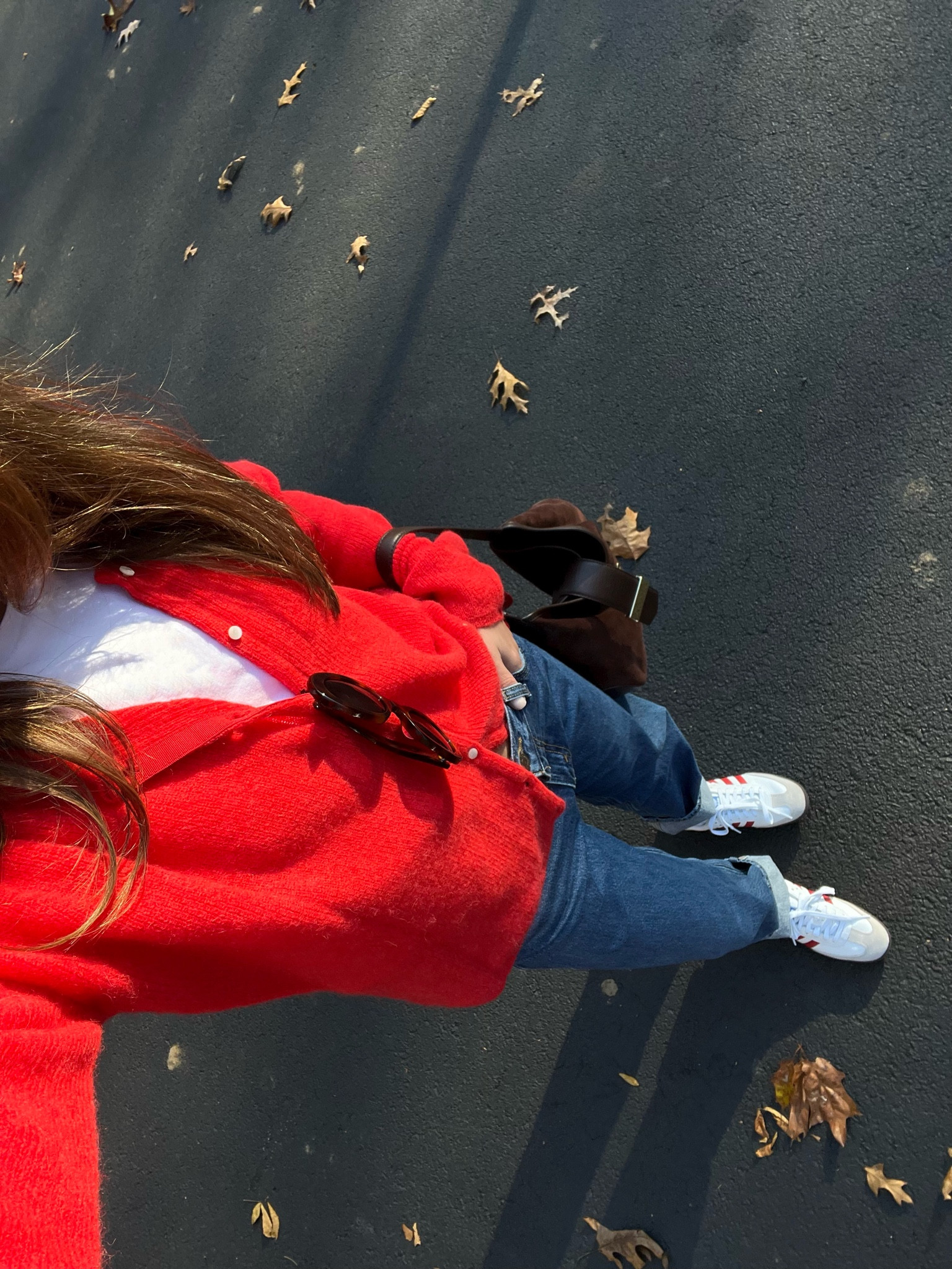 Color of the season! Red sweater. Fall outfit. Adidas sambas. Everyday outfit  

#LTKHoliday #LTKitbag #LTKshoecrush