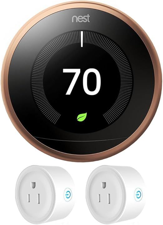 Nest T3021US Learning Thermostat 3rd Gen (Copper) + Deco Gear 2 Pack Wifi Smart Plug (Renewed) | Amazon (US)