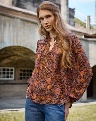 - Sunset Vine - Evelyn Blouse - Prairie Dusk | Printfresh