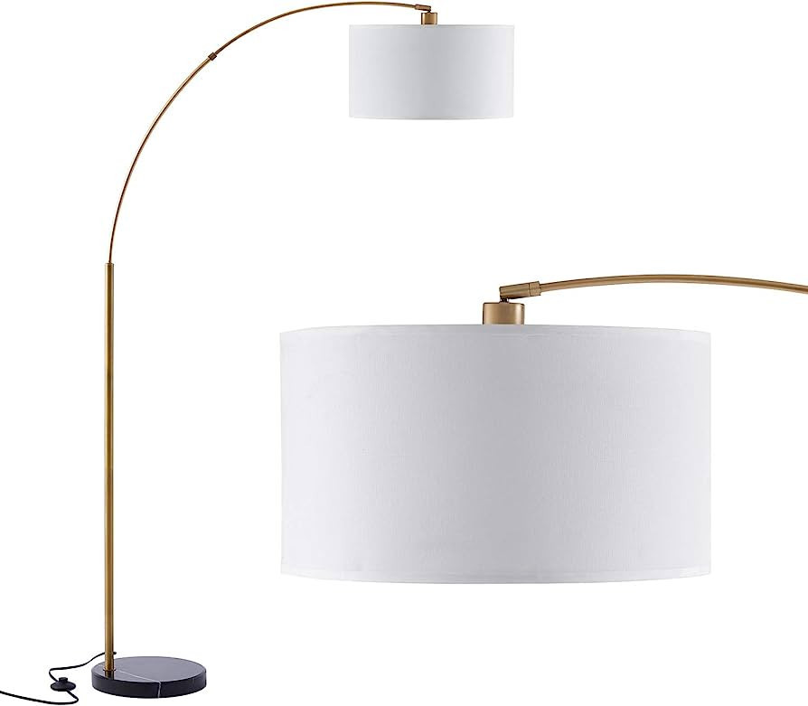 Archiology Floor Lamp - Arc Floor Lamp with Unique Hanging White Linen Drum Shade & Marble Base,7... | Amazon (US)