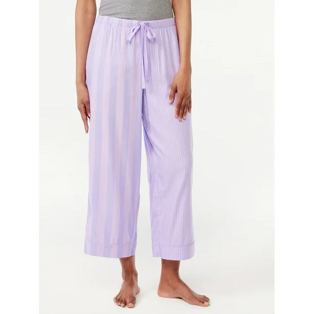 Joyspun Women's Twill Cropped Sleep Pants, Sizes S to 3X | Walmart (US)