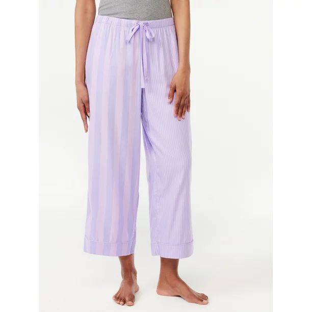Joyspun Women's Twill Cropped Sleep Pants, Sizes S to 3X - Walmart.com | Walmart (US)