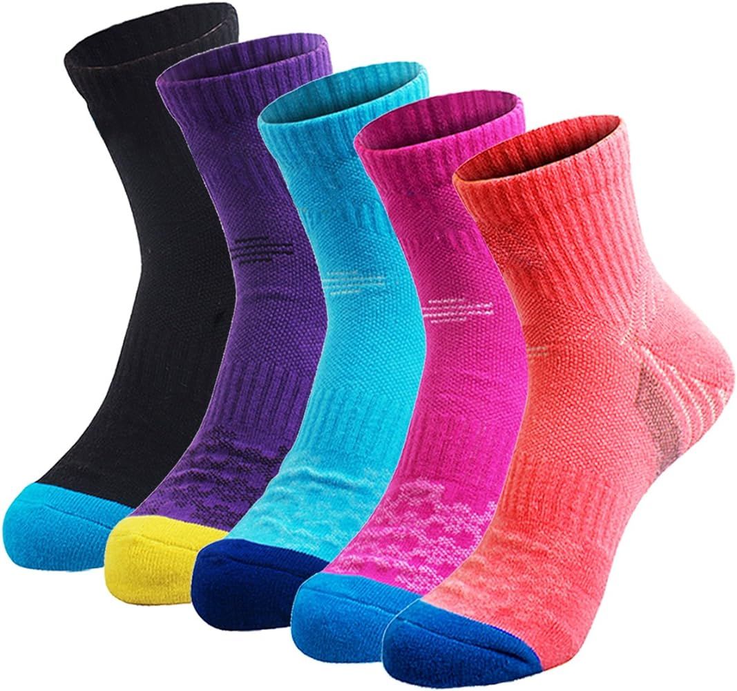 Veatree 5 Pairs Women Cushioned Moisture Wicking Socks for Hiking Trekking Running Camping Outdoo... | Amazon (US)