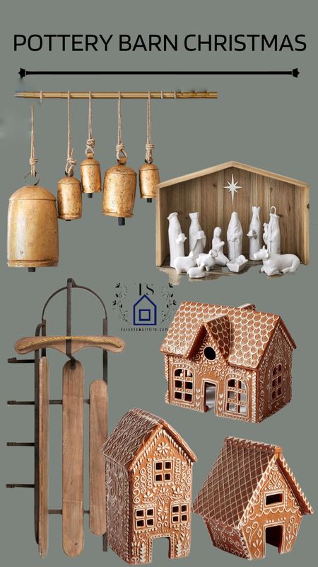Love these adorable Gingerbread houses. They will sell out fast! This terracotta nativity scene is so beautiful. Love a sleigh propped up beside a front door and these brass bells scream Christmas!

#LTKHoliday #LTKSeasonal #LTKhome