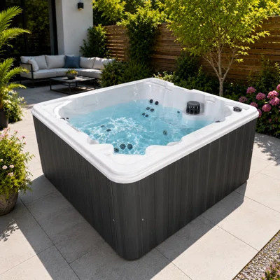Jamaica Luxurious 8-Person 50-Jet Hot Tub with LED Light and Ozonator | Wayfair North America