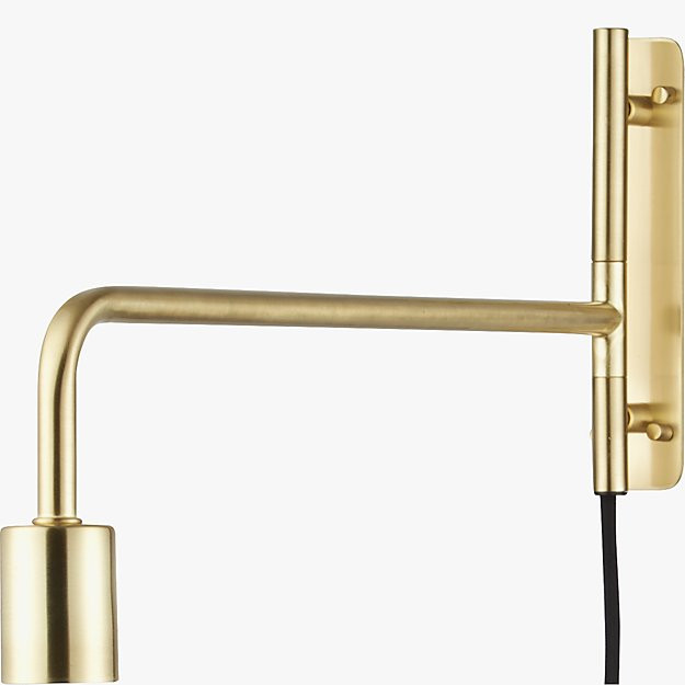 swing arm brass wall sconce | CB2