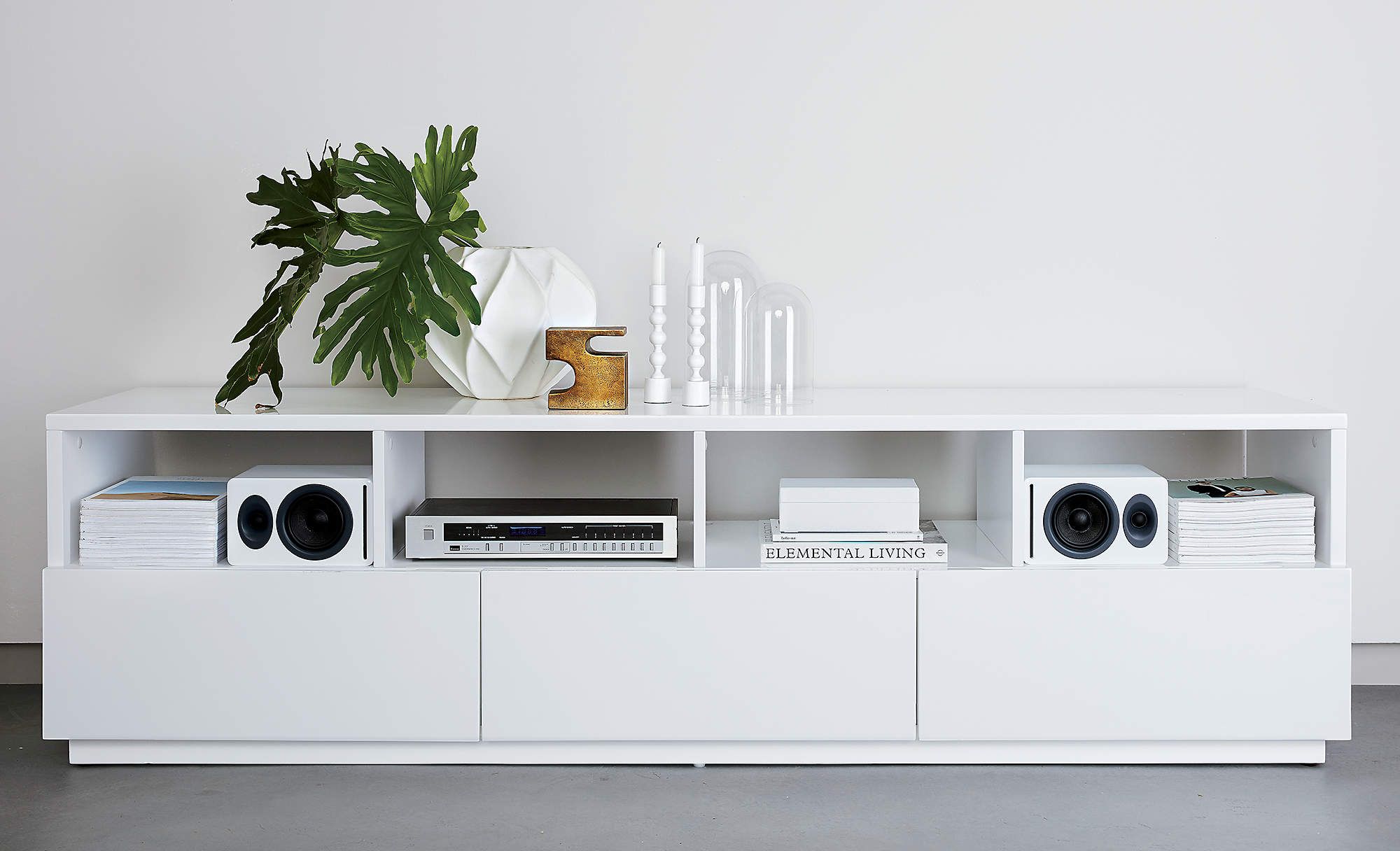 Chill Large White Media Console + Reviews | CB2 | CB2