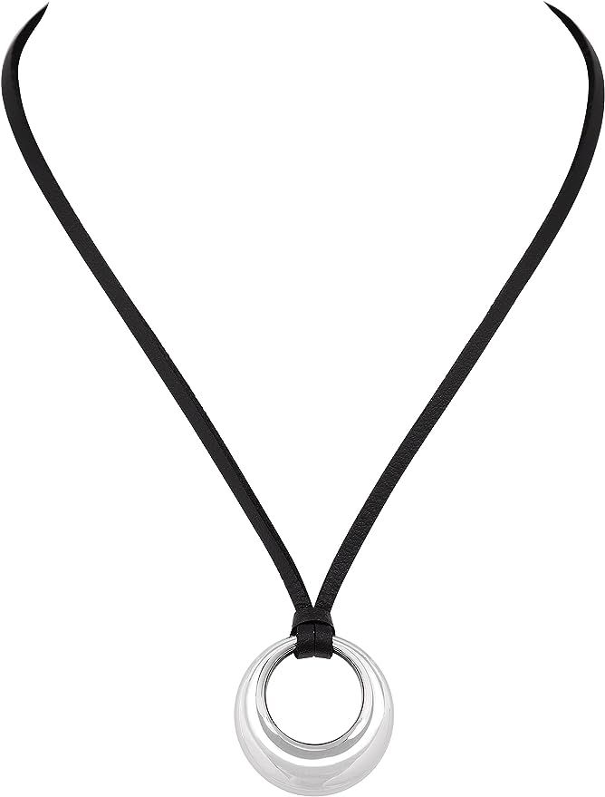 Sacina Goth Hippie Boho Black Faux Leather Choker, Layered Black Choker, Dainty Choker Necklace, ... | Amazon (US)