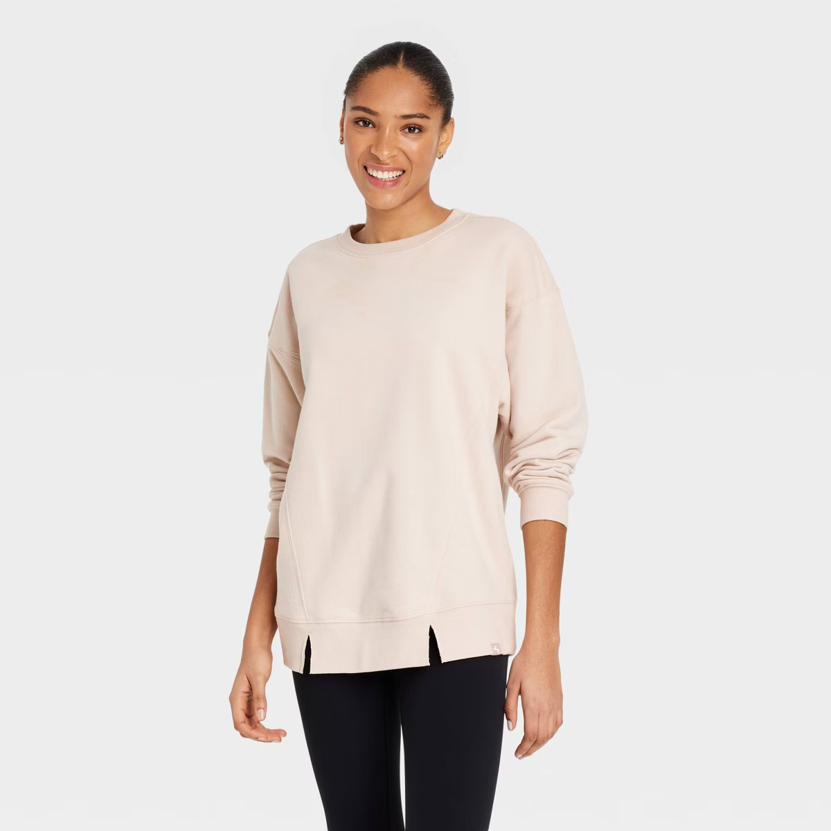 Women's French Terry Oversized Crewneck Sweatshirt - JoyLab™ Tan XXL | Target