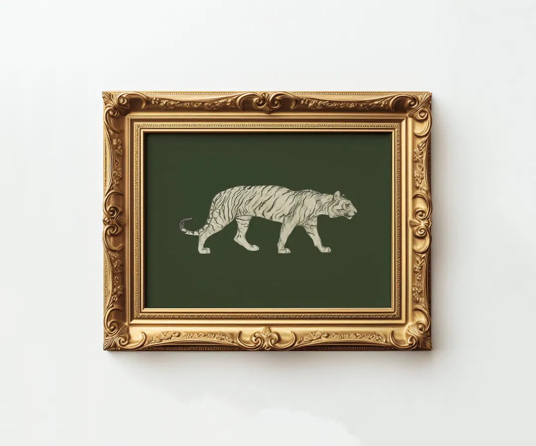 Moody Tiger Wall Art Print Unframed – Vintage Cottagecore Above Bed Decor | Etsy (US)