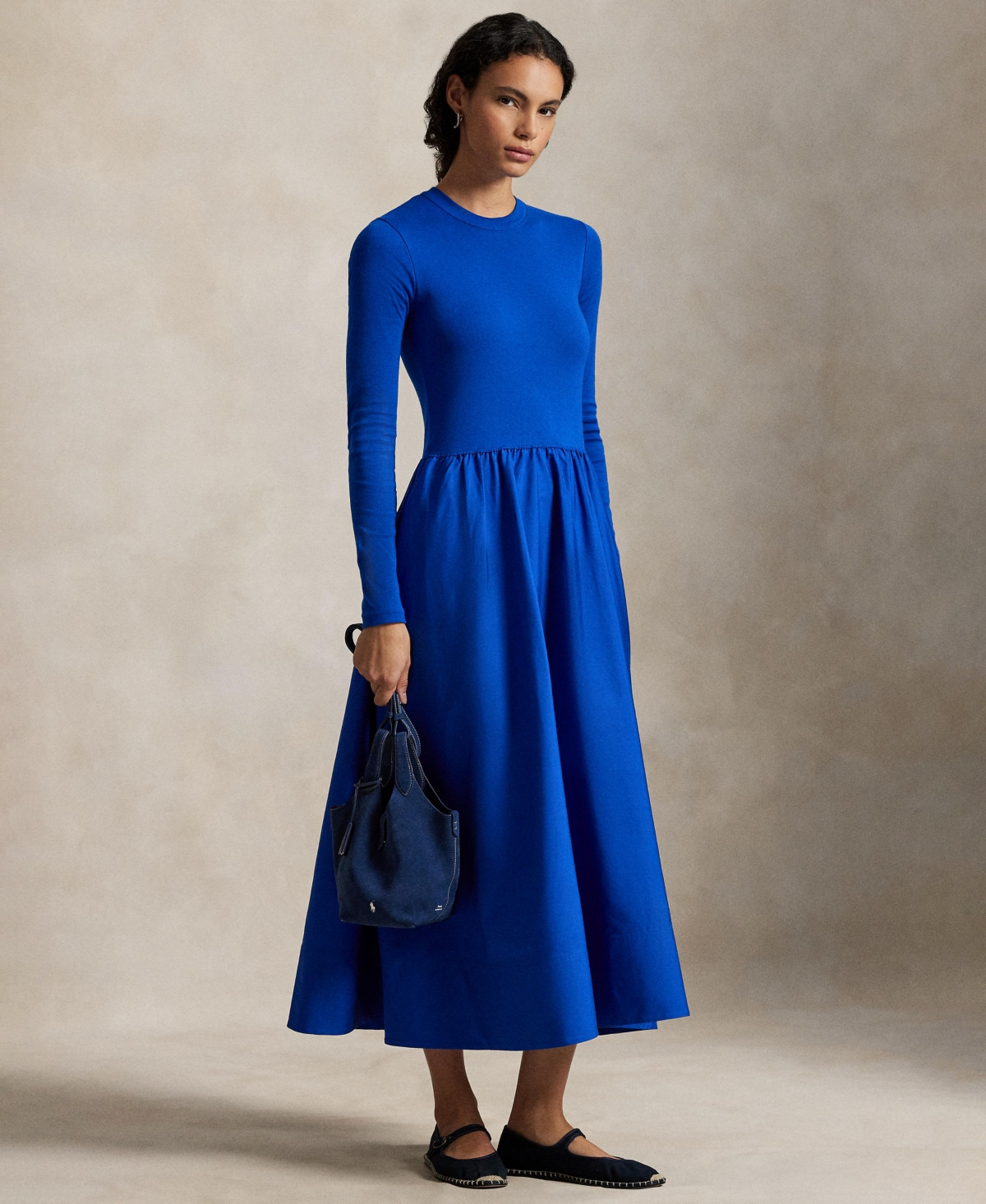 Polo Ralph Lauren Women's Cotton Long-Sleeve Dress - Pacific Royal | Macy's