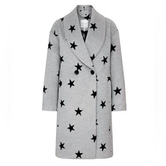 NWT Avec Les Filles Oversized Shawl Collar Gray Star Print Cocoon Coat. Small. | Poshmark