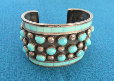 Jobeth Mayes Maize Silver and Turquoise Cuff Bracelet, Zuni, size 5-1/4  | eBay | eBay US