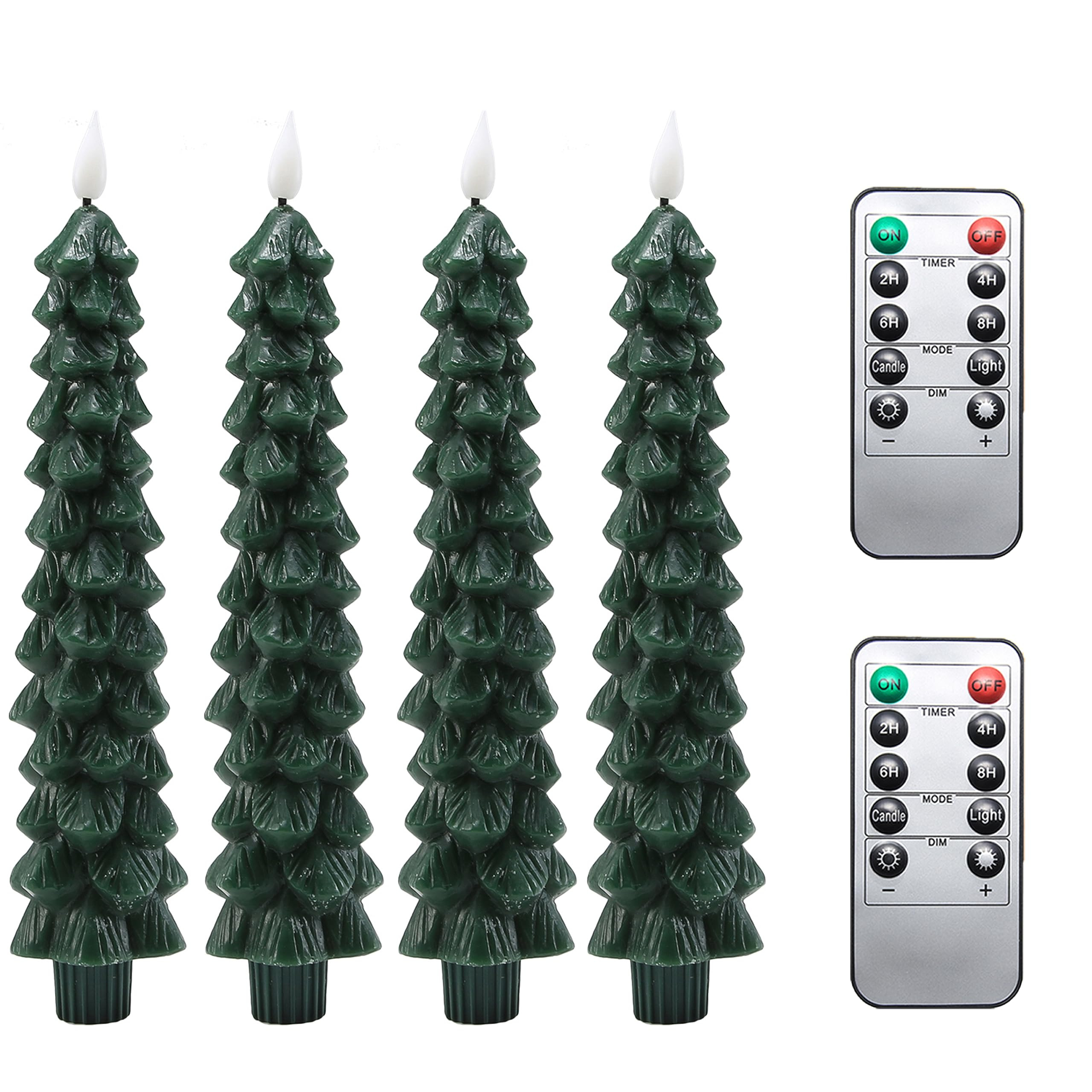 Fo32won Christmas Tree Shaped Flameless Candlesticks Battery Operated with Remote and Timer, Set ... | Amazon (US)