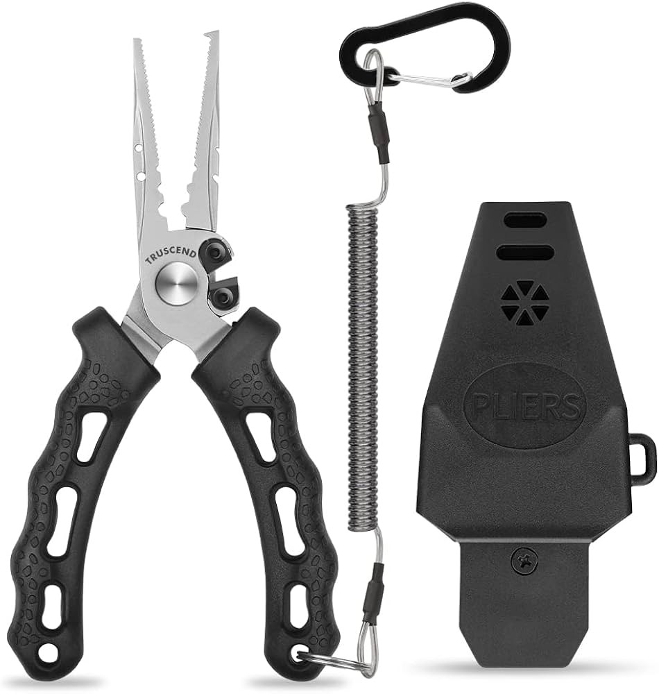 TRUSCEND Fishing Pliers Saltwater with Mo-V Blade Cutter, Corrosion Resistant Teflon Coated Muti-Fun | Amazon (US)