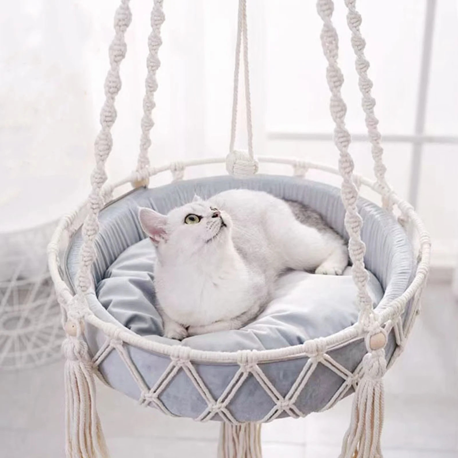 Cat Hammock Macrame,handmade Unique Boho Pet Bed Wall Hanging,bohemian Cat Swing,gift for Her - E... | Etsy (US)