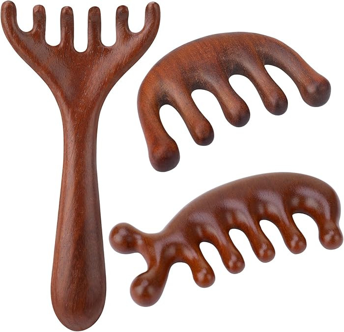 3 Pcs Wooden Head Scalp Massager Comb, Head Massage Tool for Relaxation Hair Gua Sha Comb for Mot... | Amazon (US)