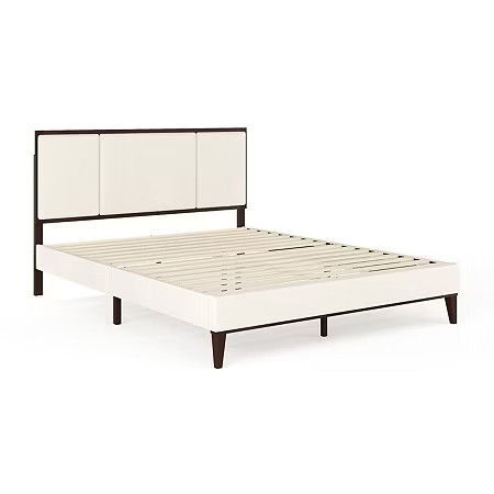 Martha Stewart Jett Upholstered Platform Bed, One Size, Beige | JCPenney