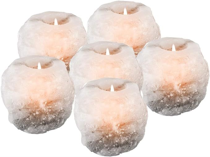 mockins 2.5 lbs 6 Pack Natural Himalayan Salt Tea Light Candles Holder | Great Room Decor | Amazon (US)