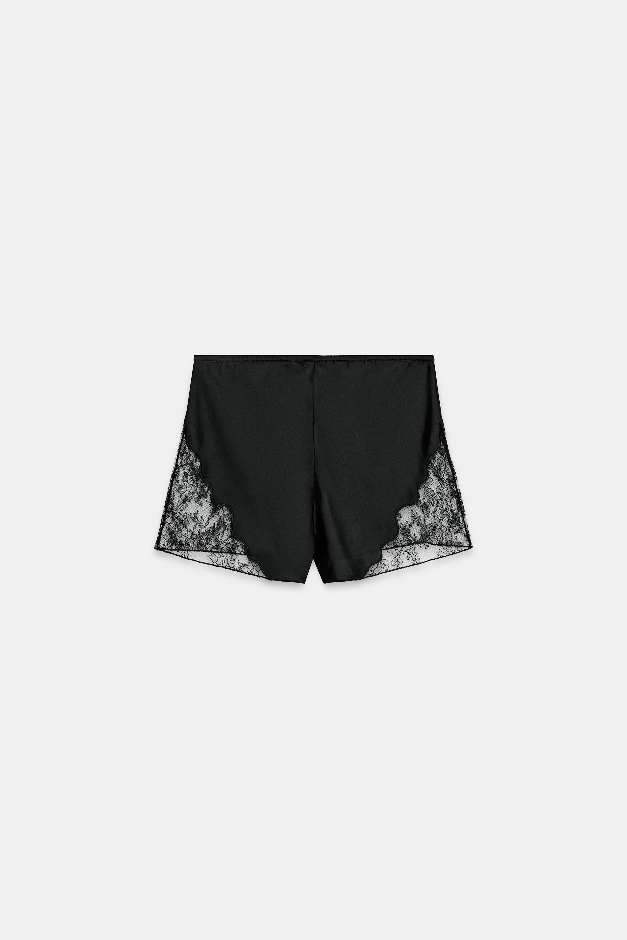 ZW COLLECTION SATIN LACE SHORTS | Zara US