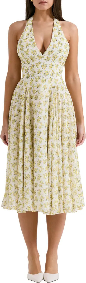 HOUSE OF CB Solada Floral Halter Midi Sundress | Nordstrom | Nordstrom