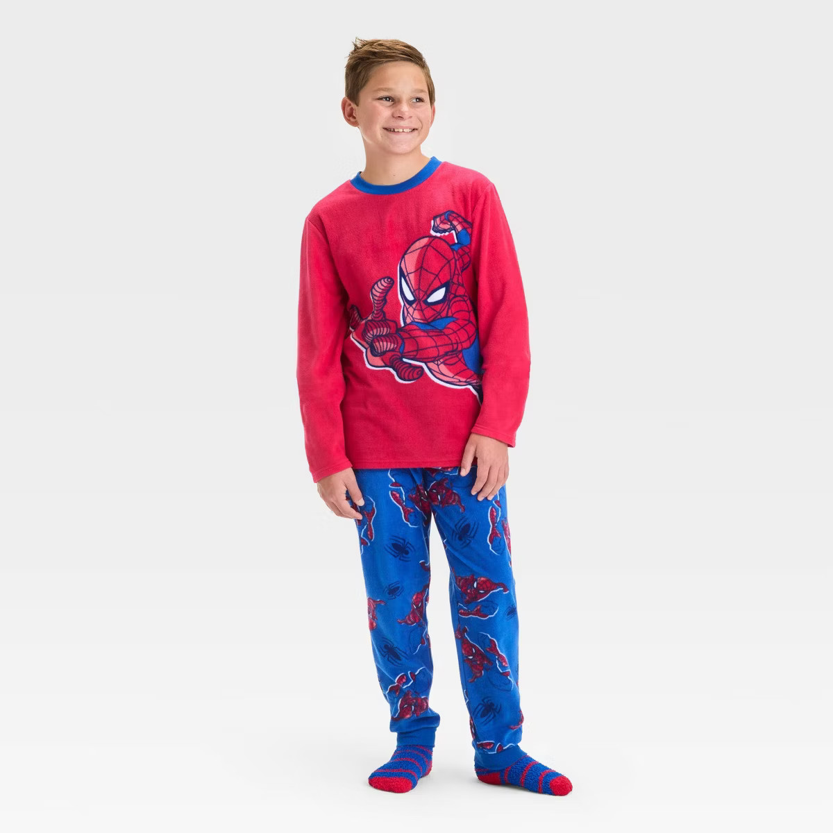 Boys' Spider-Man 2pc Cozy Pajama Set and Socks - Red | Target