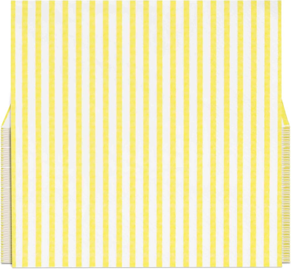 100 Pcs Yellow & White Stripe Cocktail Beverage Napkins Disposable Paper Thin Striped Dessert Nap... | Amazon (US)