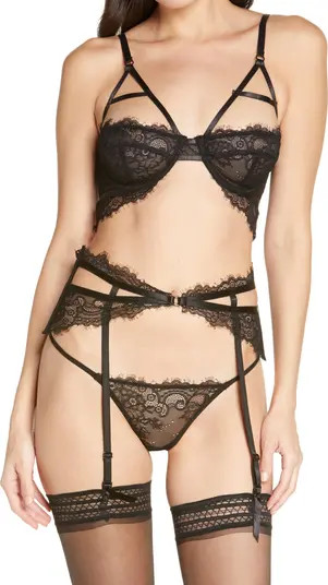 Underwire Bra, Thong and Garter Belt Set | Nordstrom