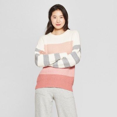 Women's Striped Long Sleeve Crew Neck Tie Back Sweater - Who What Wear™ | Target