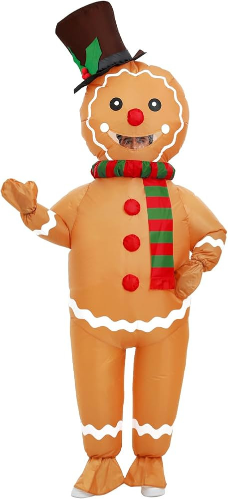 Inflatable Costume for Adult Christmas Gingerbread Halloween Blow Up Costumes Gingerbread Man for... | Amazon (US)