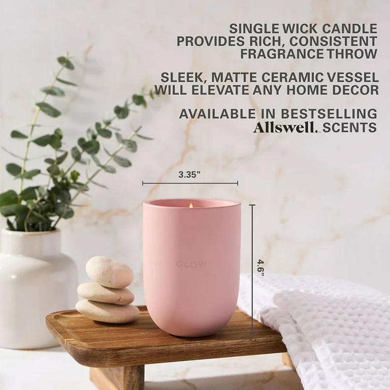 Allswell Glow Scented Ceramic Jar Spa Candle 10 oz., Vanilla & Pear & Coconut, Pink | Walmart (US)