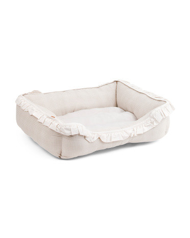 Cozy Winter Plaid Ruffle Trim Pet Cuddler Bed, Cotton/Polyester | TJ Maxx