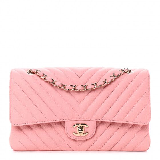 CHANEL

Caviar Flat Chevron Quilted Medium Double Flap Pink | Fashionphile