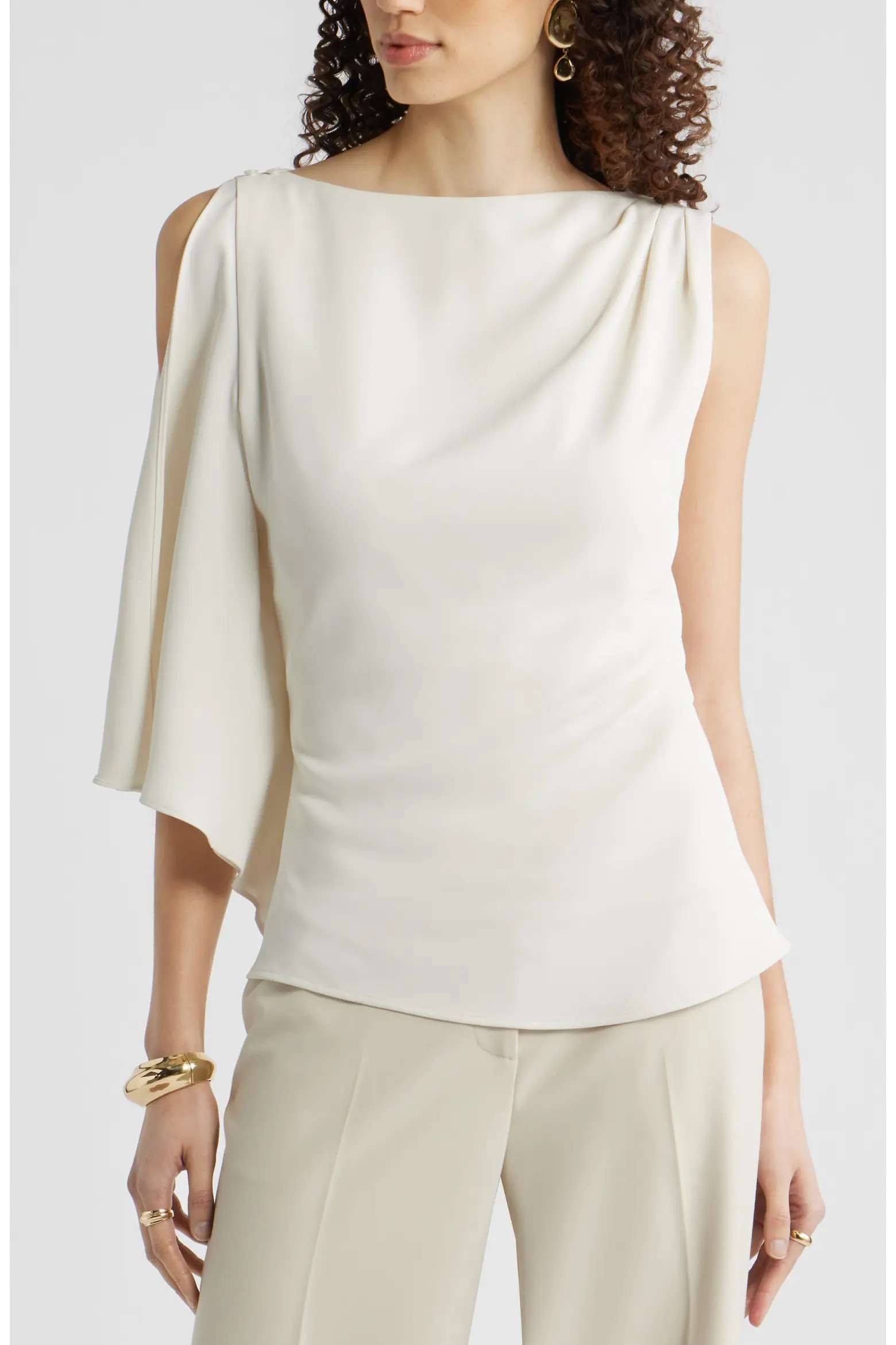 Single Split Sleeve Crepe Top (Women) | Nordstrom | Nordstrom
