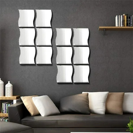 Chiccall 3D Wavy Mirror Wall Stickers 6PCS Mirror Art DIY Home Decorative Acrylic Mirror Wall Sheet  | Walmart (US)