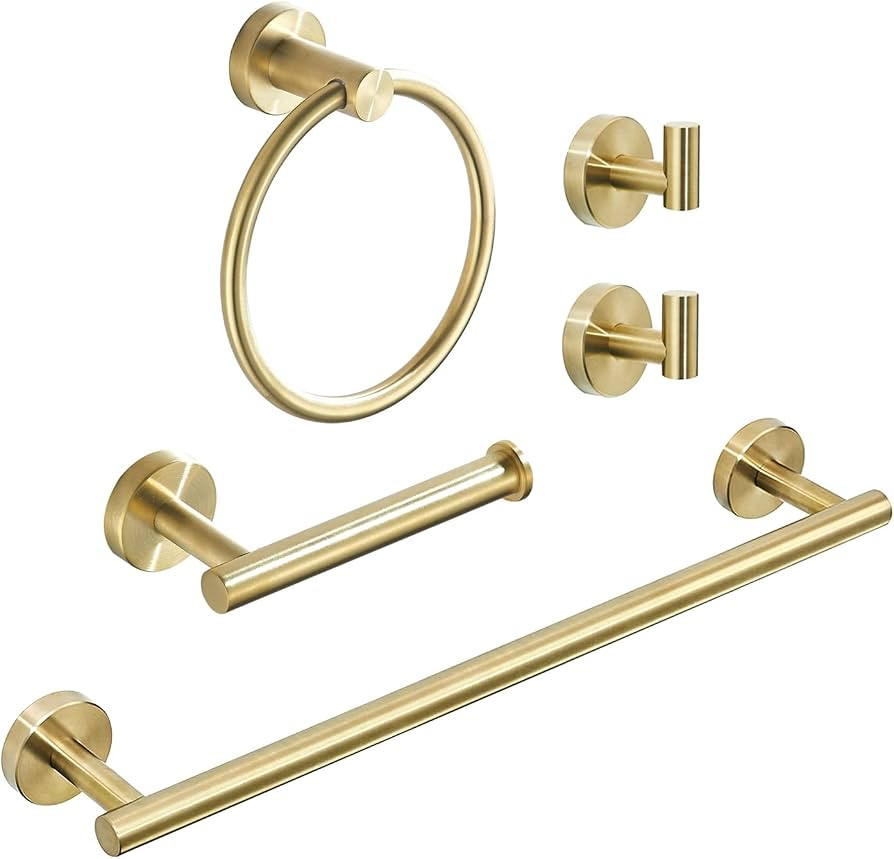 WEIKO Brushed Gold Bathroom Hardware, Bathroom Accessories Set Includes Toilet Paper Holder Towel... | Amazon (US)