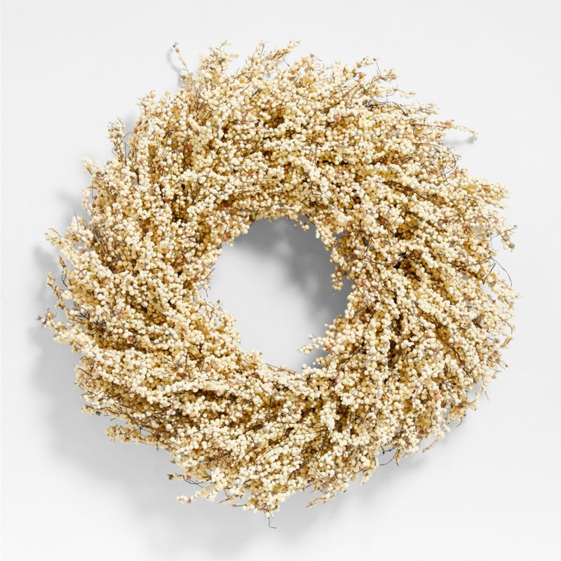 Faux White Mini Berry Wreath 32" + Reviews | Crate & Barrel | Crate & Barrel