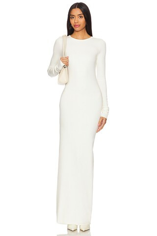 Long Sleeve Crewneck Maxi Dress in Cream | Revolve Clothing (Global)