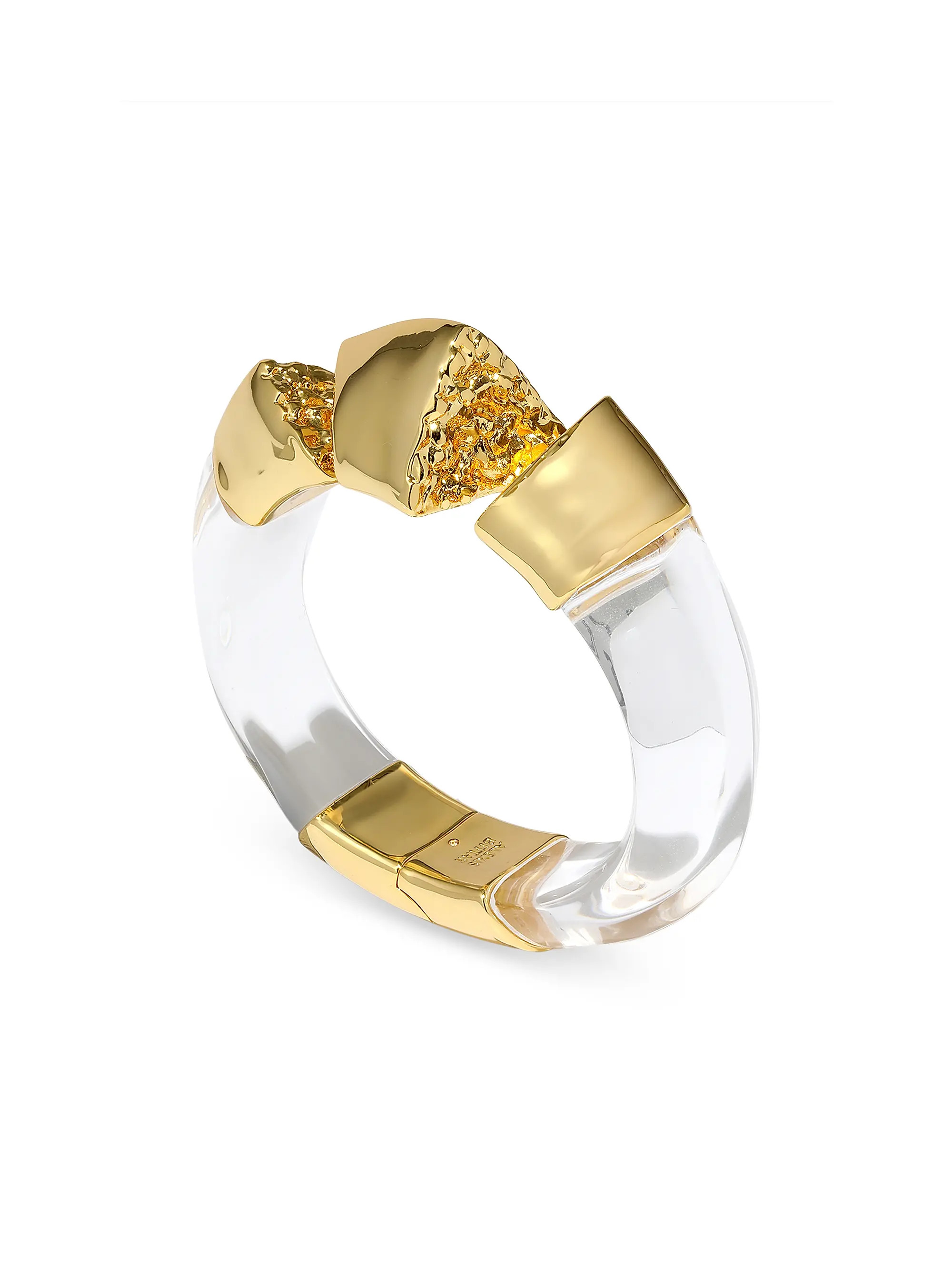 Alexis Bittar Brutalist 14K-Gold-Plated &amp; Lucite Hinged Bangle | Saks Fifth Avenue | Saks Fifth Avenue