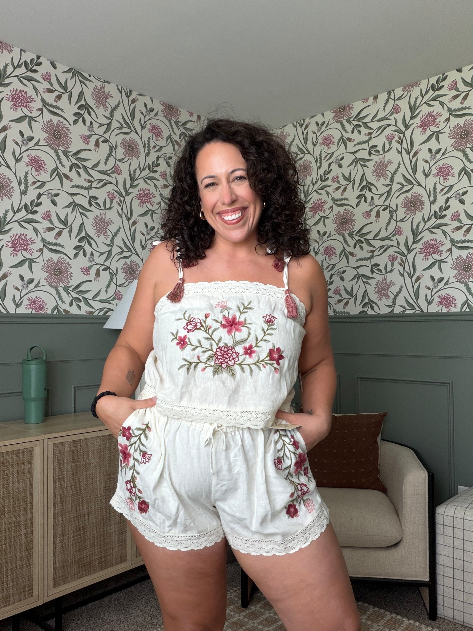 TARGET LINEN SET  cannot believe this is from Target! 
they did a great job with the length of shorts this year! Size large in bottoms and medium in top 

#LTKootd #LTKmomlife #LTKMidsize