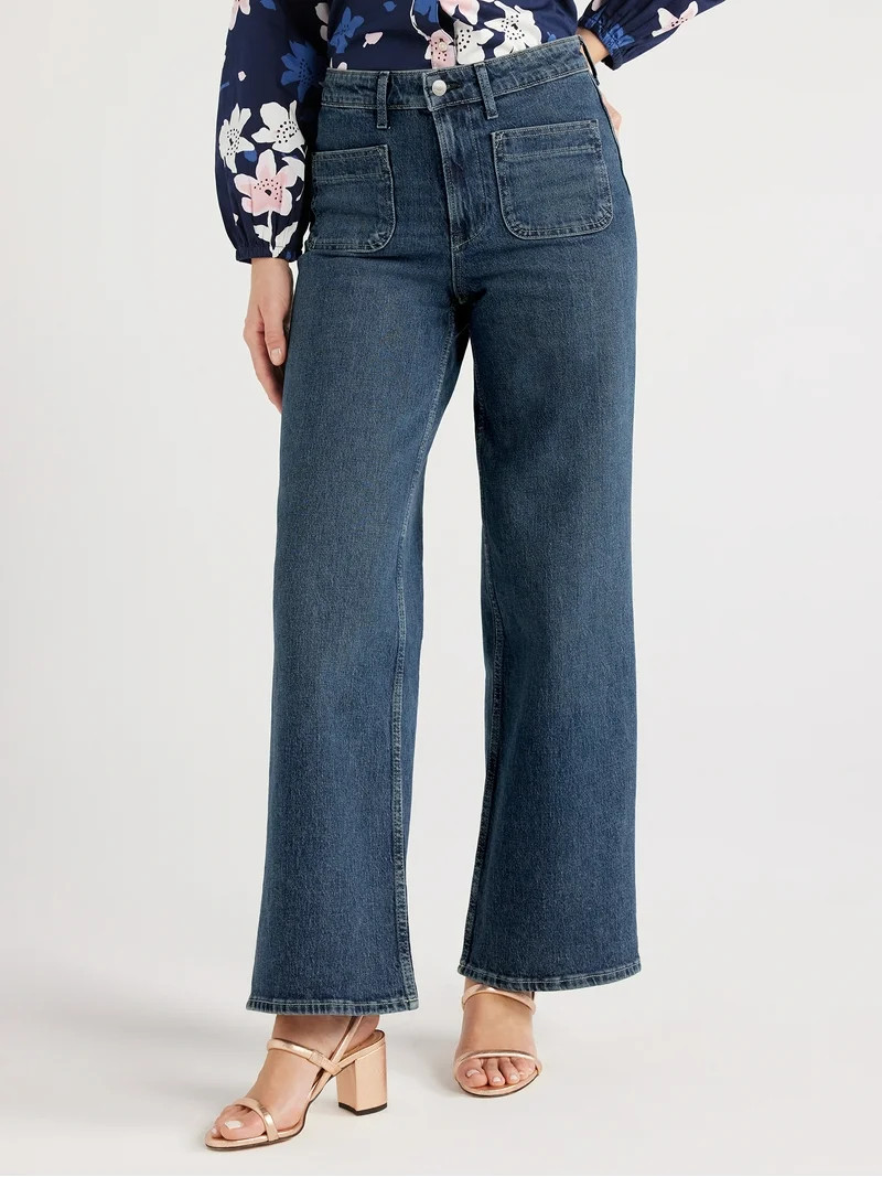 Free Assembly's Women's and Women's Plus Wide Leg Jeans with Patch Pockets, 30", 32", and 34" Ins... | Walmart (US)