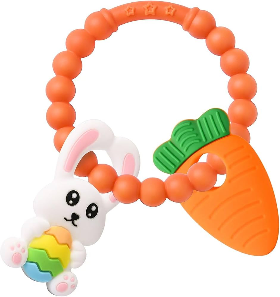 Easter Silicone Teething Toys, 3 Months+, Bunny & Carrot, Infant Baby Easter Basket Stuffers for ... | Amazon (US)