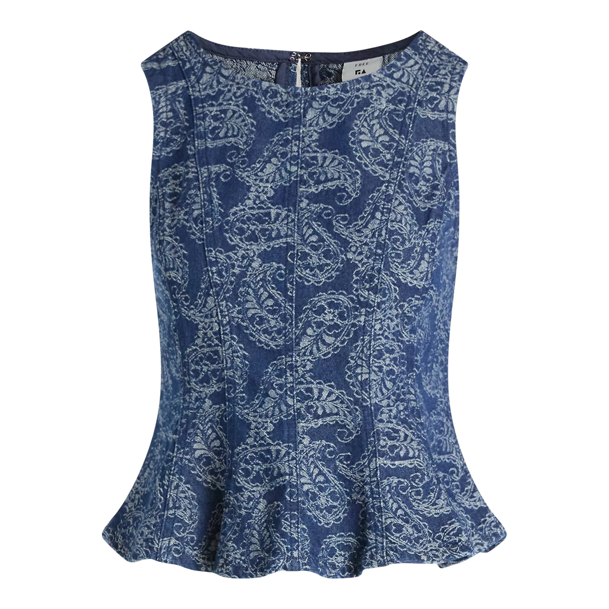 Free Assembly Women's Jacquard Cotton Panel Peplum Top, Sizes S-XXL - Walmart.com | Walmart (US)