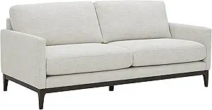 Amazon Brand – Rivet Contemporary Apartment Sofa with Wood Base, 76.8"W, Ivory | Amazon (US)