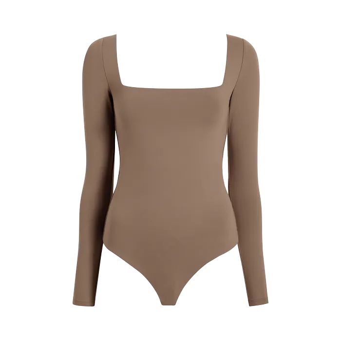 Wide Square Neck Bodysuit | Mocha - nuuds | nuuds