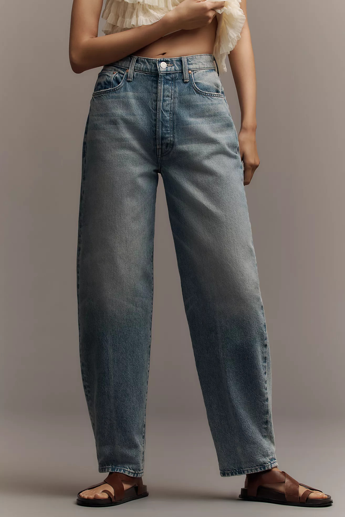 MOTHER The Fangirl Button-Front High-Rise Barrel Jeans | Anthropologie (US)