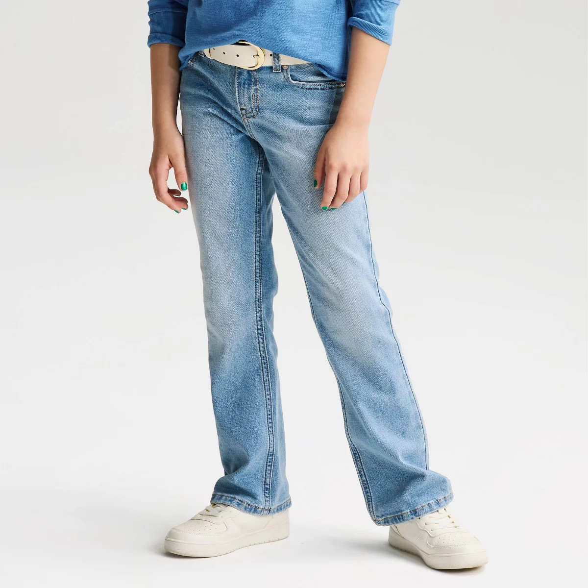 Girls' Mid-Rise Bootcut Jeans - Cat & Jack™ Dark Wash 5 | Target
