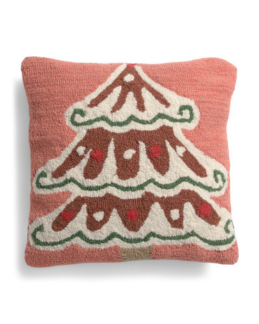 18x18 Wool Blend Tree Hooked Cushion | TJ Maxx