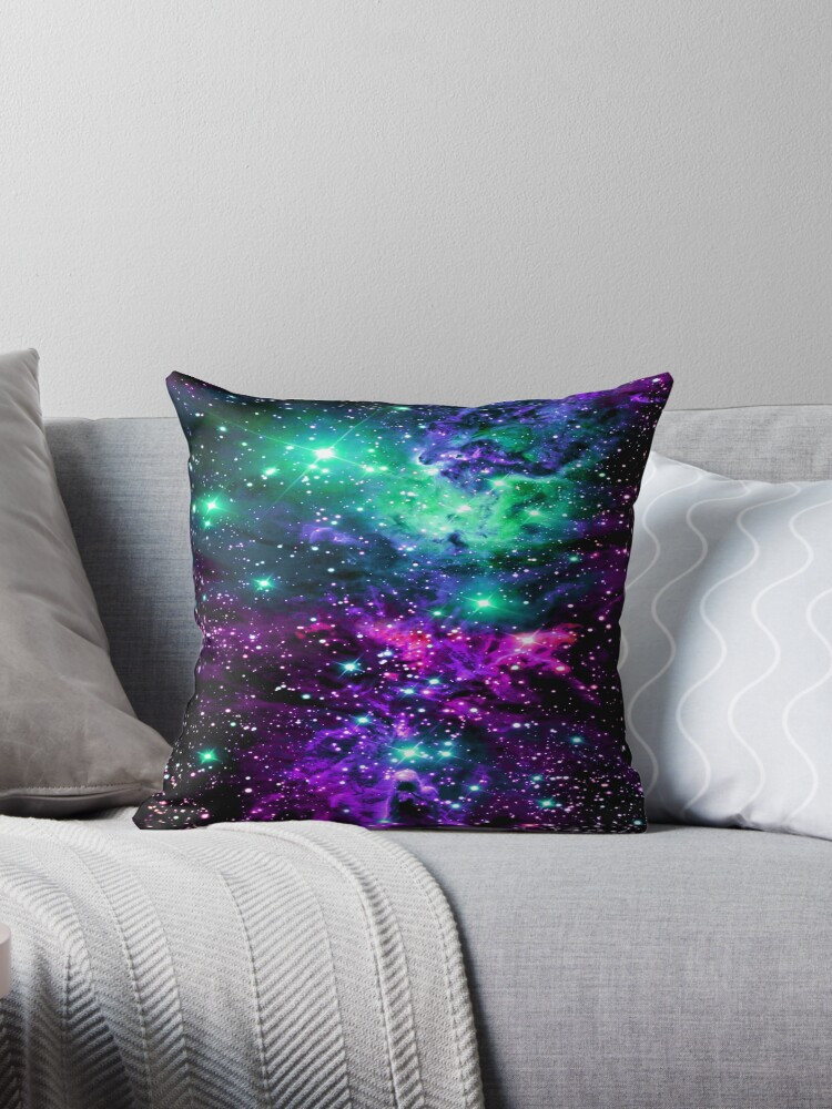 "Fox Fur Nebula Mint Purple Pink" Throw Pillow for Sale by 2sweetsDesign | Redbubble (US)