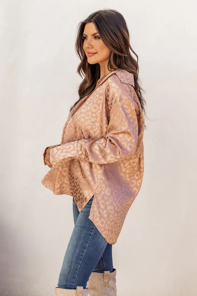 Already Spoken For Tan Leopard Print Satin Blouse | Pink Lily